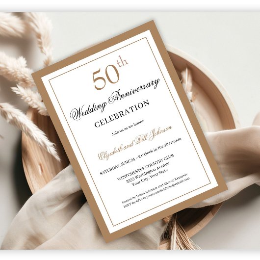 Invitation Classique Or 50e Anniversaire de Mariage