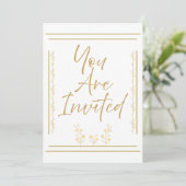Invitation Classique Or et Blanc (Debout devant)