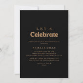 Invitation Classique Or Noir Minimal Faisons la Fête (Devant)