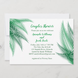 Invitation Classique Palm Vert Feuille Douche Couple