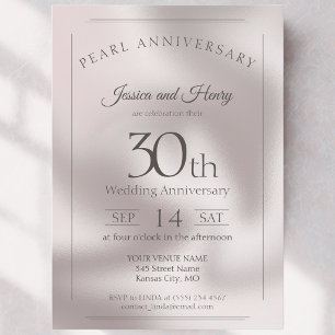Invitation Classique Perle 30e anniversaire de mariage