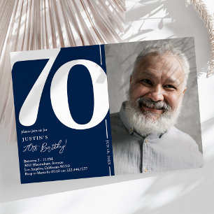 Invitation classique pour les 70 ans avec photo et