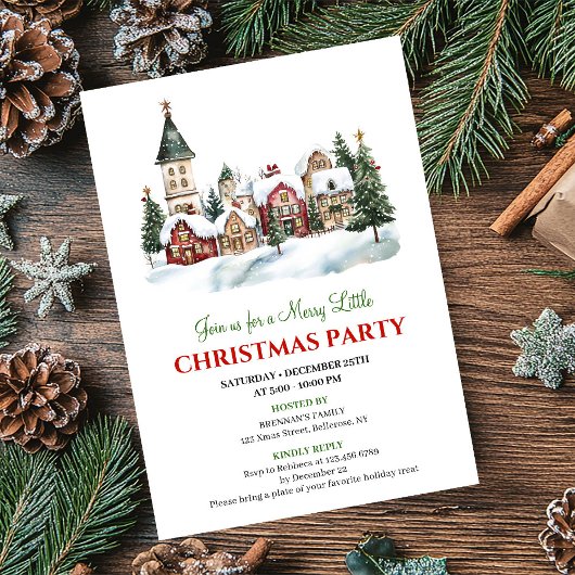 Invitation classique pour un dîner de Noël en vill