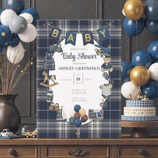 Invitation classique pour une baby shower à carrea