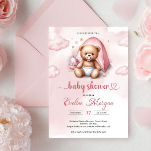 Invitation classique pour une baby shower fille av