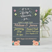 Invitation classique pour une baby shower florale (Debout devant)