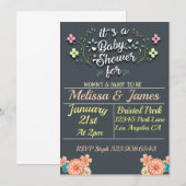 Invitation classique pour une baby shower florale (Devant / Derrière)