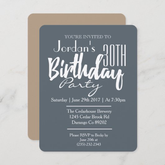 Invitation classique pour une fête d'anniversaire  (Devant / Derrière)