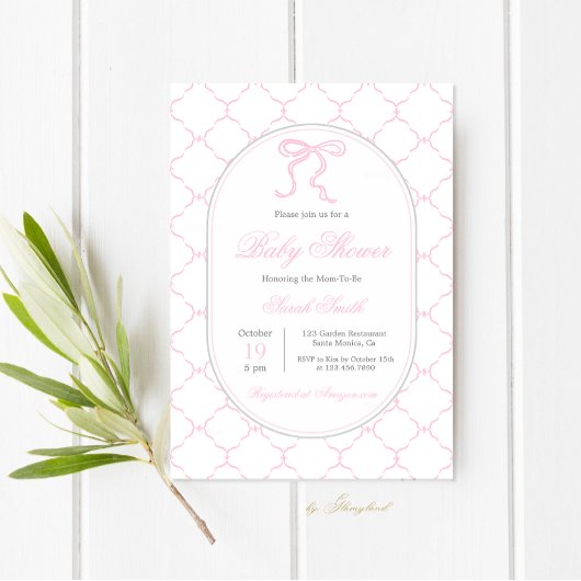 Invitation Classique Preppy Charm Baby shower fille