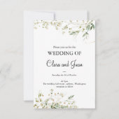 Invitation Classique romantique, fleurs blanches (Devant)