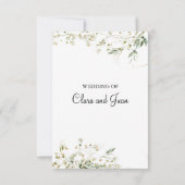 Invitation Classique romantique, fleurs blanches (Dos)