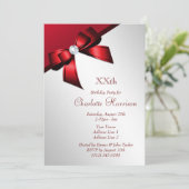 Invitation Classique Romantique Rouge & Argent fête d'anniver (Debout devant)