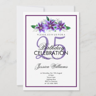 Invitation Classique romantique violet Clematis Anniversaire