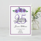 Invitation Classique romantique violet Clematis Anniversaire (Debout devant)