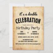 Invitation Classique Rustique Double Anniversaire (Devant)