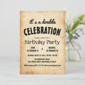 Invitation Classique Rustique Double Anniversaire (Debout devant)