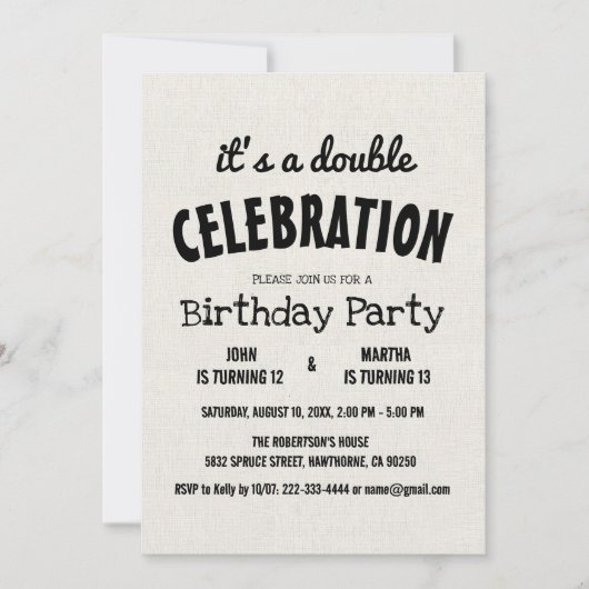 Invitation Classique Rustique Double Anniversaire (Devant)