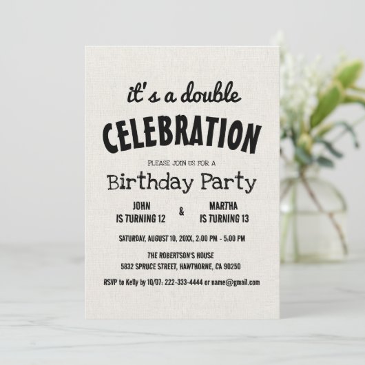 Invitation Classique Rustique Double Anniversaire (Debout devant)