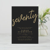 Invitation Classique Script Soixante-Dix Or Noir 70e Annivers (Debout devant)