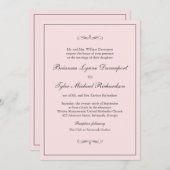 Invitation Classique Simple Elegance Blush Pink Mariage (Devant / Derrière)
