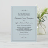 Invitation Classique Simple Elégance Dusty Blue Mariage (Debout devant)