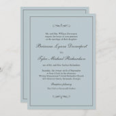 Invitation Classique Simple Elégance Dusty Blue Mariage (Devant / Derrière)