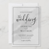 Invitation Classique simple Elegant Aquarelle Mariage gris (Devant)