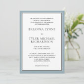 Invitation Classique simple élégant Dusty Blue Edging Mariage (Debout devant)