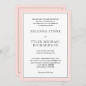 Invitation Classique Simple Elegant Rose Edging Mariage (Devant / Derrière)