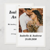 Invitation Classique Simple Moderne Élégant Mariage Photo (Devant / Derrière)