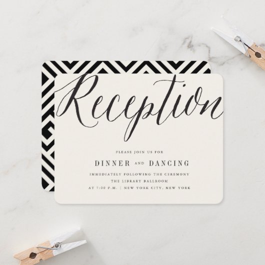 Invitation Classique Simple Script Réception de mariage moder (Devant/Arrière en situation)