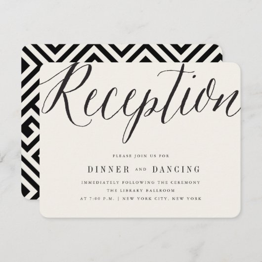 Invitation Classique Simple Script Réception de mariage moder (Devant / Derrière)