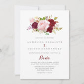 Invitation Classique Tropical Noir Bourgogne Mariage espagnol (Devant)