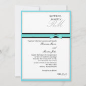 Invitation classique Turquoise et Noir Monogram (Devant)