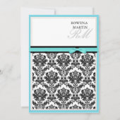 Invitation classique Turquoise et Noir Monogram (Dos)