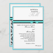 Invitation classique Turquoise et Noir Monogram (Devant / Derrière)