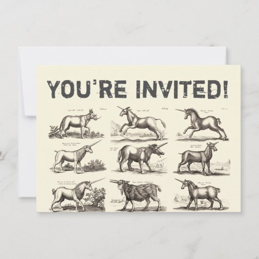 Invitation Classique Unicorne Antique Mythique Magie Créature (Devant)