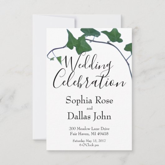 Invitation Classique Vert Anglais Ivy (Devant)