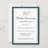 Invitation Classique Vert Or 50e Anniversaire de Mariage (Devant)
