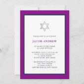 Invitation Classique violet et bleu foncé | Bar Mitzvah (Devant)