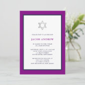 Invitation Classique violet et bleu foncé | Bar Mitzvah (Debout devant)