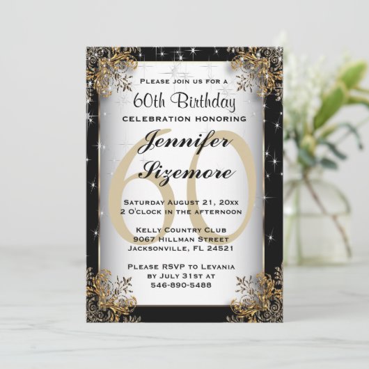 Invitation Classy 00e anniversaire Modèle en noir (Debout devant)