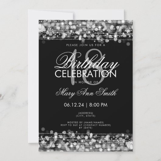 Invitation Classy 18th Birthday Party étincelles Argent (Devant)