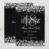 Invitation Classy 18th Birthday Party étincelles Argent (Devant / Derrière)
