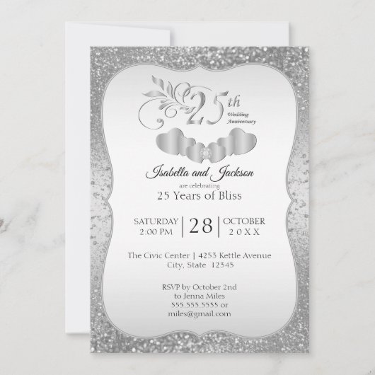 Invitation Classy 25th Silver Parties scintillant  (Devant)
