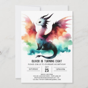 Invitation Classy Adorable Dragon Célébration d'anniversaire