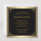 Invitation Classy Black and Gold 70th Birthday Party (Dos)
