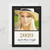 Invitation Classy Black and Gold Photo Graduation Party (Devant)