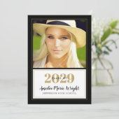 Invitation Classy Black and Gold Photo Graduation Party (Debout devant)