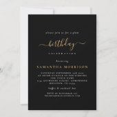 Invitation Classy Black Gold N'importe quel âge Anniversaire (Devant)